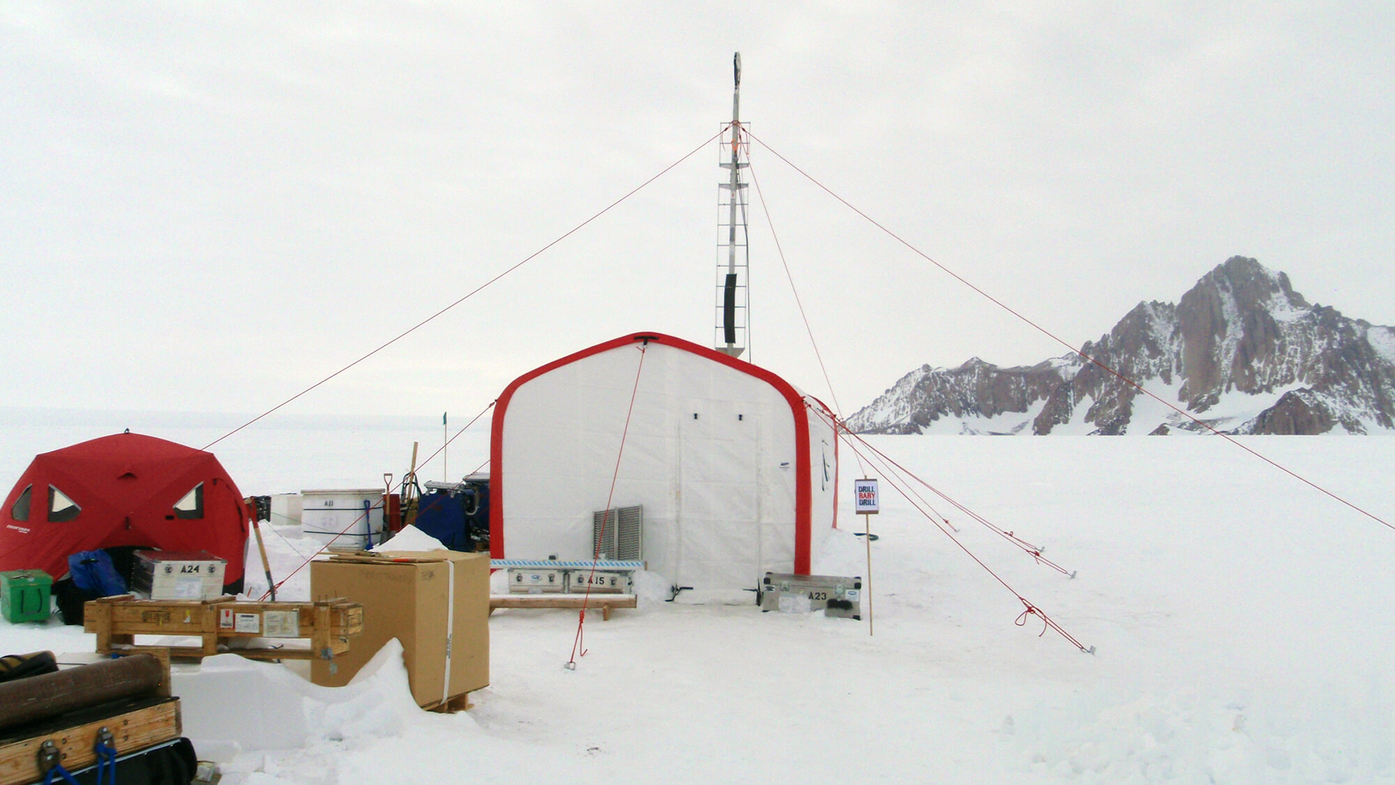 ASIG Drill in operation at Pirrit Hills, Antarctica, during the 2016-2017 summer field season. Photo: Tanner Kuhl