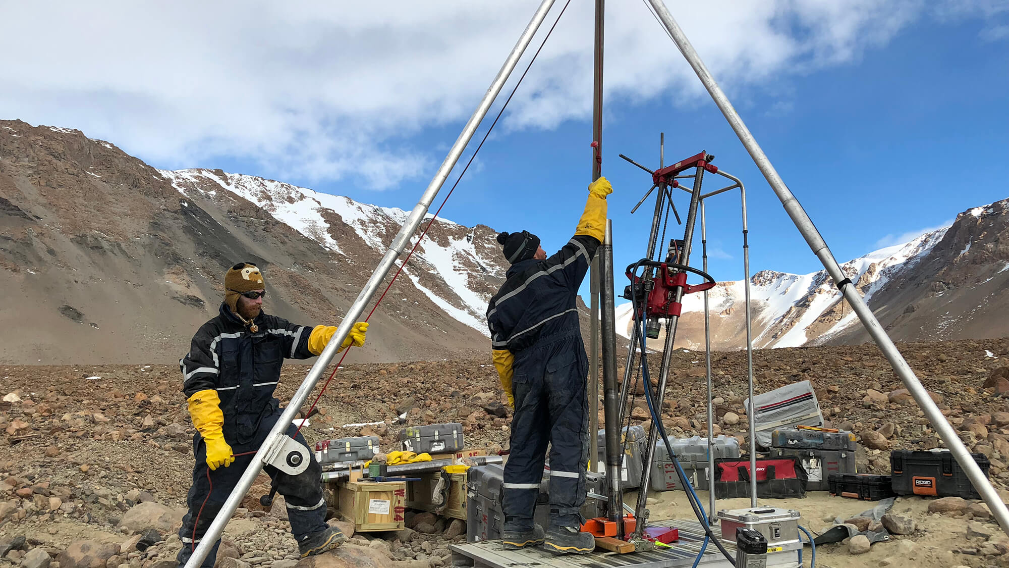 The Winkie Drill in Ong Valley, Antarctica, during the 2017-2018 Antarctic field season. Credit: Andrew Grant