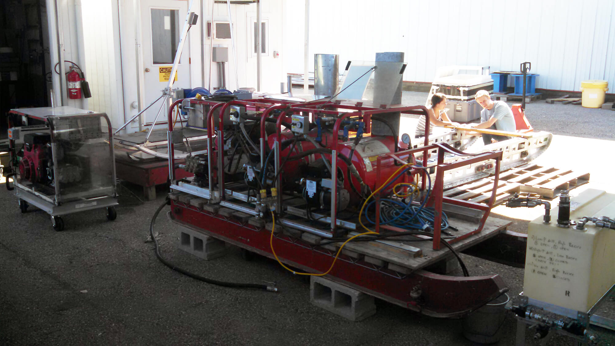 The Small Hot Water Drill set-up at the University of Wisconsin's Physical Sciences Laboratory for testing/upgrade during the 2015 summer. Photo: Terry Benson